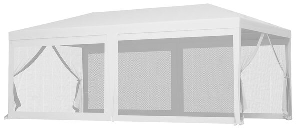 Gazebo da Giardino per Feste con 6 Pareti Rimovibili a Zanzariera 582x295x255cm Bianco