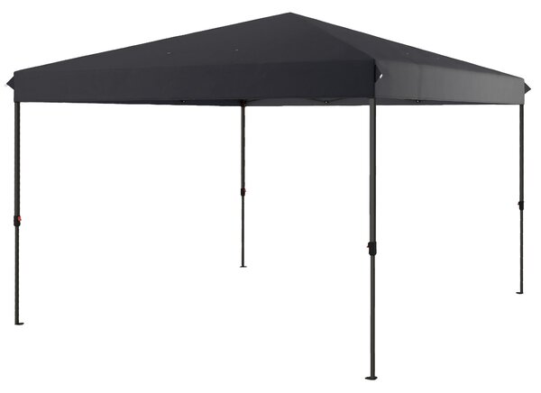 Gazebo Pieghevole 3.6x3.6m con Apertura a Bottone Altezza Regolabile e Borsa con Ruote Nero