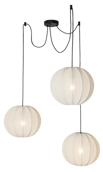 Lampada a sospensione di design bianca in seta 30 cm 3 luci - Plu