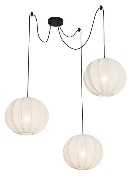Lampada a sospensione di design bianca in seta 30 cm 3 luci - Plu