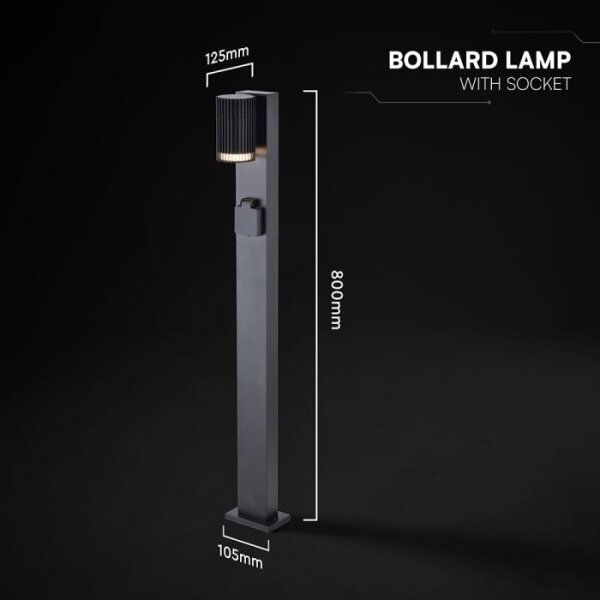 Lampada da esterno con presa SCHUKO 1x GU10/10W/230V IP44 80 cm nera
