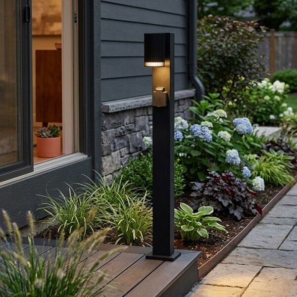 Lampada da esterno con presa SCHUKO 1x GU10/10W/230V IP44 80 cm nera