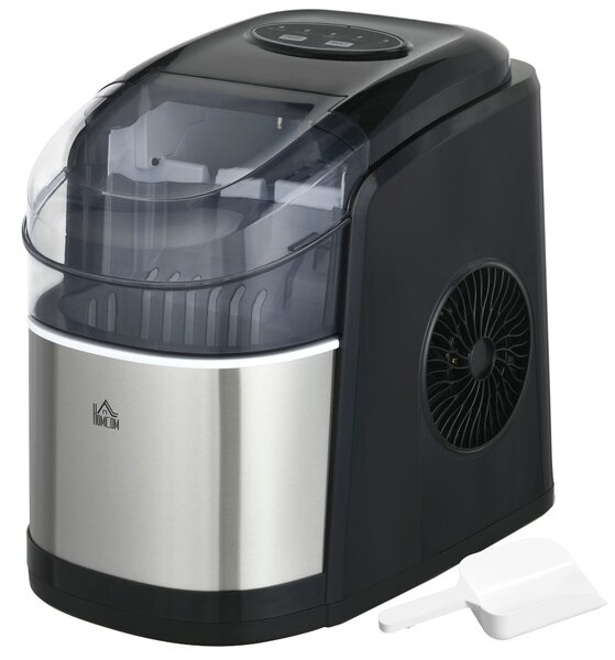 Macchina del Ghiaccio Autopulente da 9 Cubetti in 6-12 Minuti 24.2x35.3x33 cm in PP e Acciaio Inox Nera