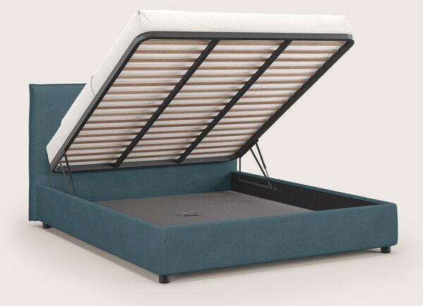 Nina letto contenitore dal design minimal in microfibra effetto pelle