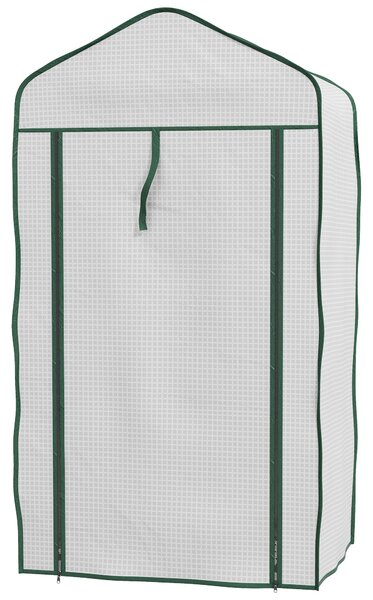 Mini Serra da Giardino con Copertura in PE 59x39x127cm 3 Ripiani e Porta Avvolgibile Bianco
