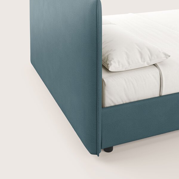 Nina letto contenitore dal design minimal in microfibra effetto pelle