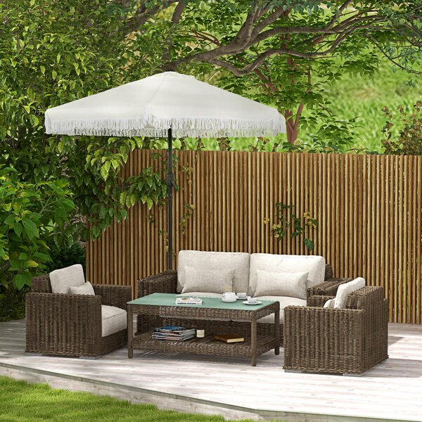 Ombrellone da Giardino 2.3x2.2m Inclinabile con Palo Centrale e Manovella Crema
