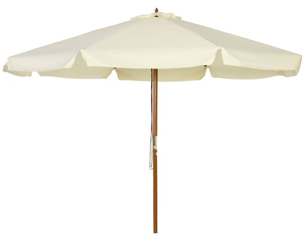 Ombrellone da Giardino con Doppio Tettuccio Ø3,25x2,50m in Legno di Bambù e Poliestere Beige