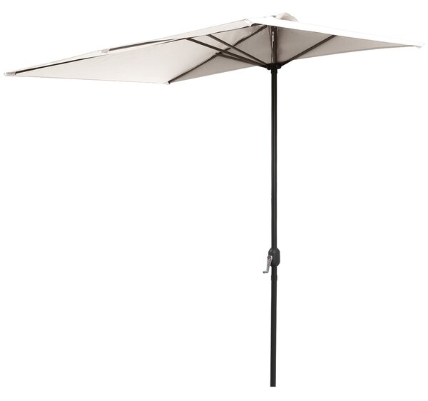 Mezzo Ombrellone da Giardino Mezzaluna 230 x130x245 cm con Apertura a Manovella Crema
