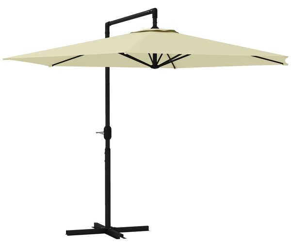 Ombrellone da Giardino Decentrato 3x2.5 m con Base a Croce e Apertura a Manovella Beige