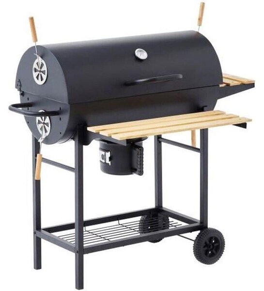 COOKING BOX MIKE – Barbecue a carbone – 115 x 66 x 106 cm – 2 griglie in acciaio cromato – Superficie di cottura: 71 x 35 cm – Colore: nero