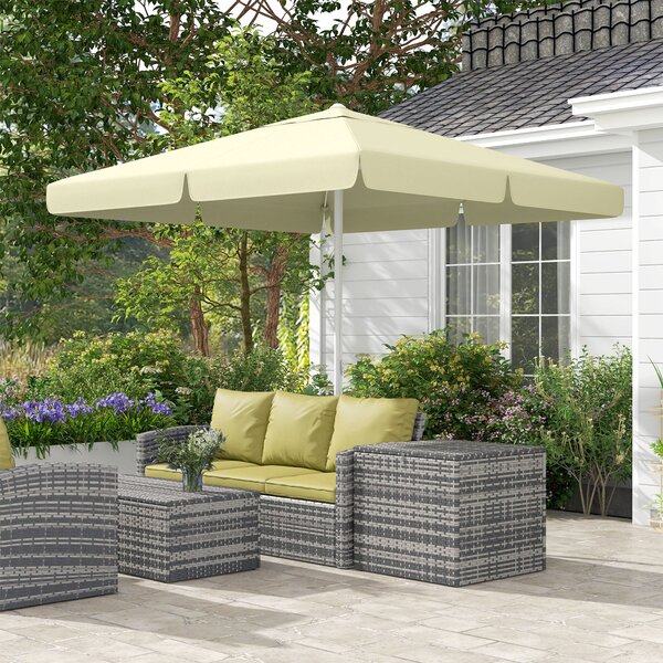 Ombrellone da Giardino da 248x248x250 cm in Alluminio Metallo e Poliestere Bianco Beige