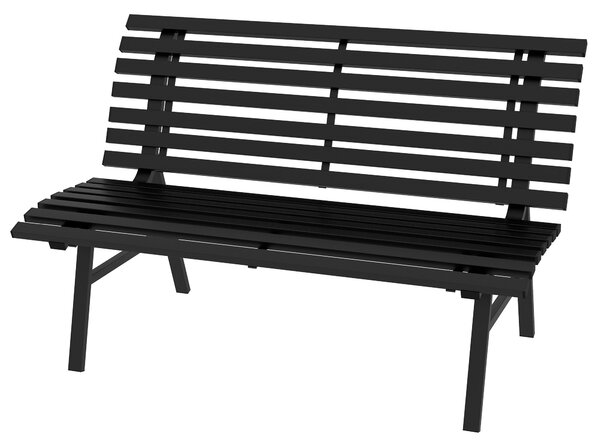 Panchina da Esterno in Alluminio a 2 Posti a Doghe 123x67x79cm Nero