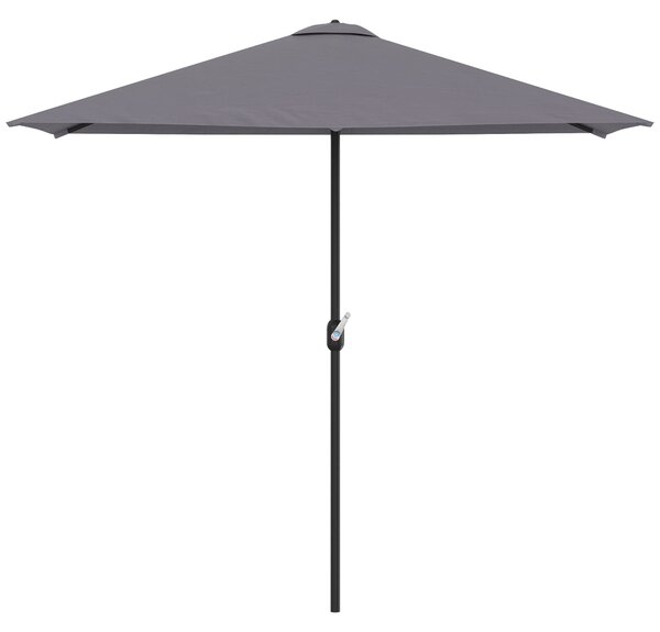Mezzo Ombrellone da Giardino Mezzaluna 230 x130x245 cm con Apertura a Manovella Grigio