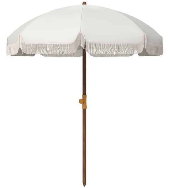 Ombrellone da Giardino Spiaggia Ø1,9x2,1m con Protezione UV40+ e Borsa di Trasporto Crema
