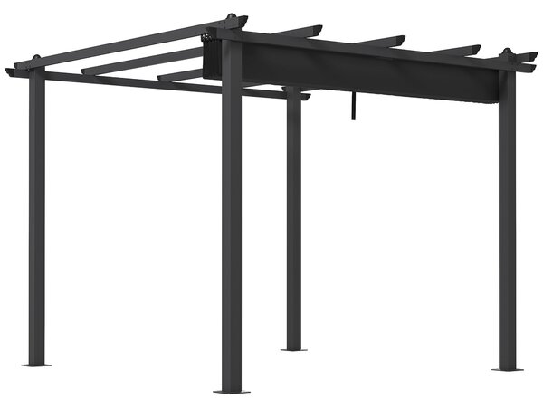 Pergola Gazebo 3x3 m con 8 Fori di Drenaggio in Alluminio Metallo e Poliestere Grigio Scuro