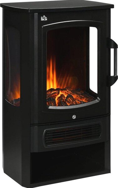 Caminetto elettrico con effetto fiamma realistico e potenza di riscaldamento 1000/2000 W per interni, ventola silenziosa, vista panoramica