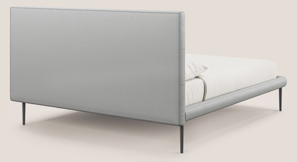 Midori letto imbottito trapuntato in ecopelle con piedini alti T04 gri