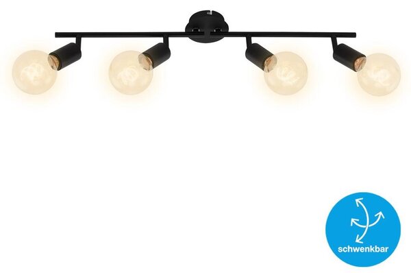 Lampada da soffitto faretto da soffitto orientabile girevole 4xE27 60W nero metallo Briloner