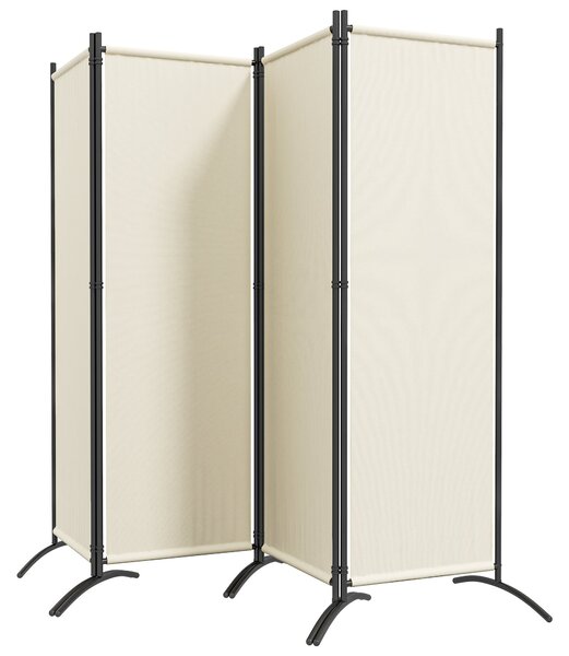 Paravento da Esterno e Interno a 4 Pannelli Pieghevole 221x50x172cm Crema
