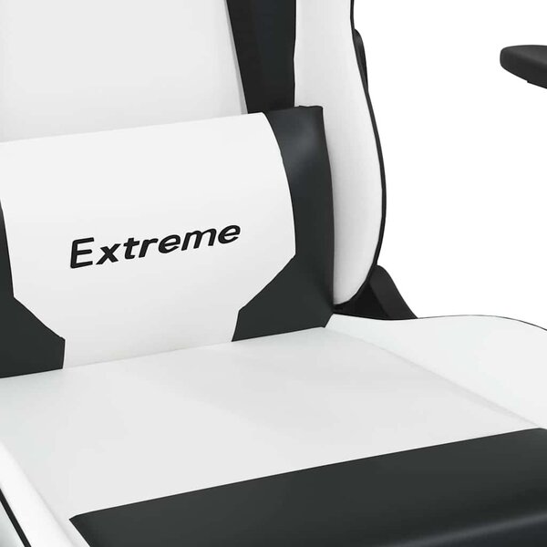 VidaXL Sedia da gioco con poggiapiedi in ecopelle bianca e nera