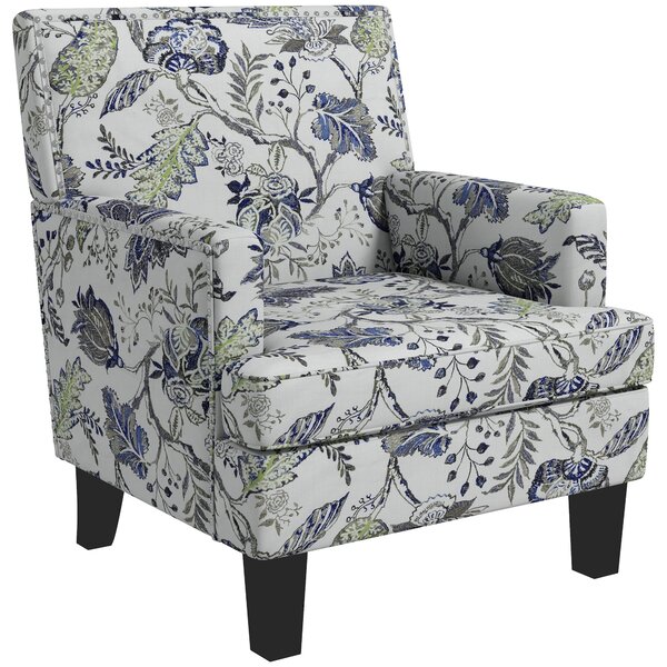Poltroncina Retrò 71x74x82,5 cm in Tessuto con Finitura a Borchie e Fantasia a Fiori