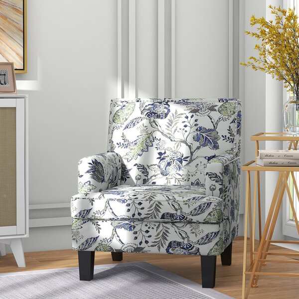 Poltroncina Retrò 71x74x82,5 cm in Tessuto con Finitura a Borchie e Fantasia a Fiori