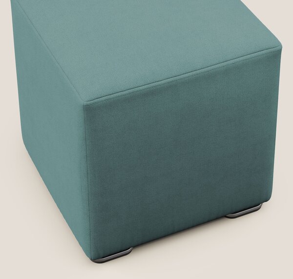 Cube pouf in tessuto morbido impermeabile T02 petrolio