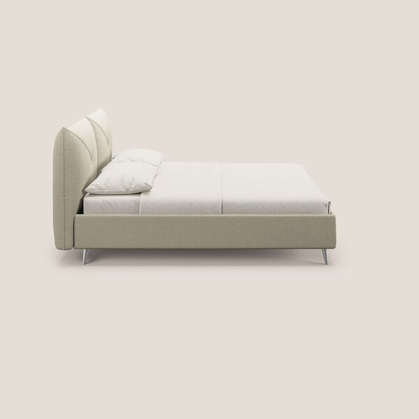 Adone letto imbottito contenitore a doppia pannellatura in bouclet imp