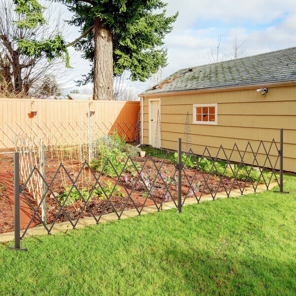 Recinzione per Giardino Estensibile Autoportante 52-405 cm in Acciaio e Alluminio Marrone scuro