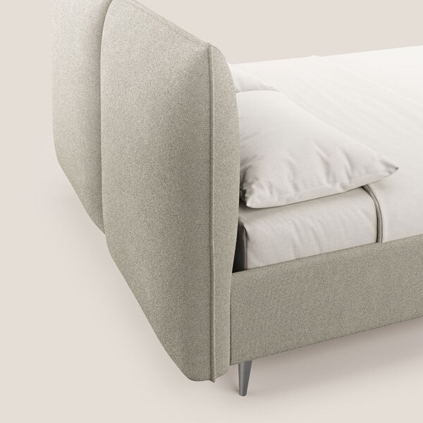 Adone letto imbottito contenitore a doppia pannellatura in bouclet imp
