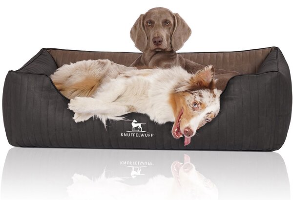 Cuccia per cani Outback in Pelle finta trapuntata al laser XXL nero-marrone