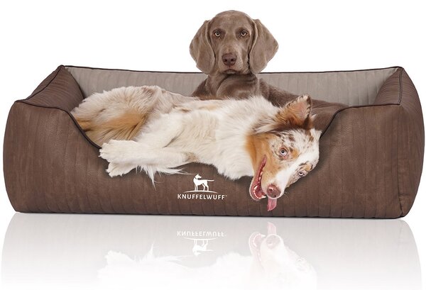 Cuccia ortopedica per cani Outlander in Pelle finta trapuntata al laser XXL marrone-grigio