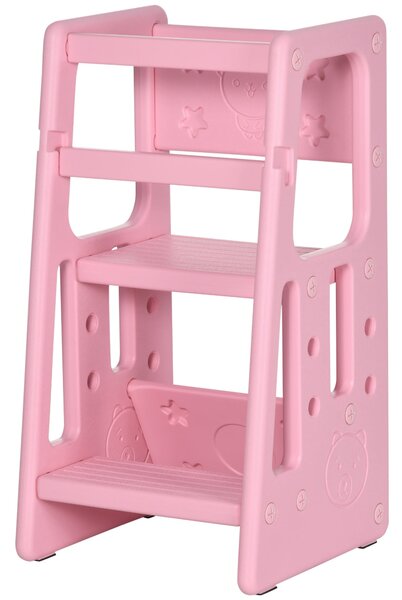 Scaletta per Bambini 3 Livelli 47x47x90 cm in HDPE Rosa