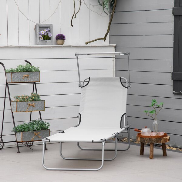 Lettino Prendisole da Giardino Pieghevole 187x58x36 cm in Metallo e Tessuto Oxford Grigio Chiaro