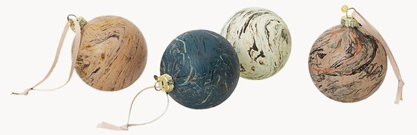 Set di 4 palline di Natale in vetro Marble