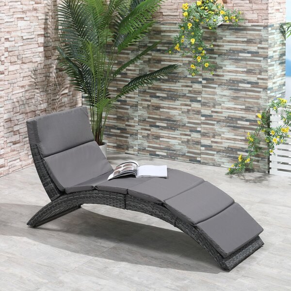 Lettino Prendisole da Giardino Pieghevole 59x156x78 cm in Rattan PE Ergonomica Grigio