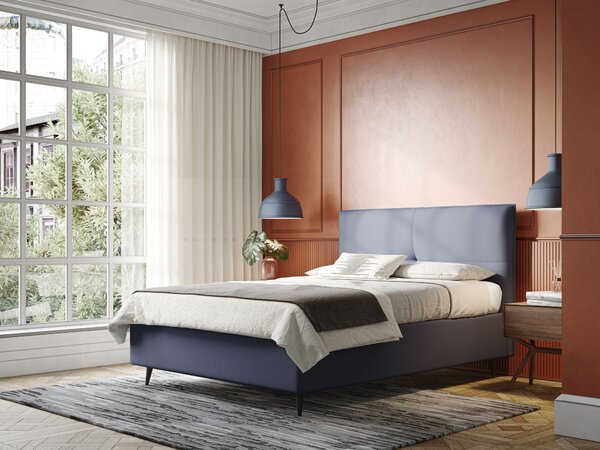 Greta letto contenitore dimensioni SLIM con testata trapuntata in ecop