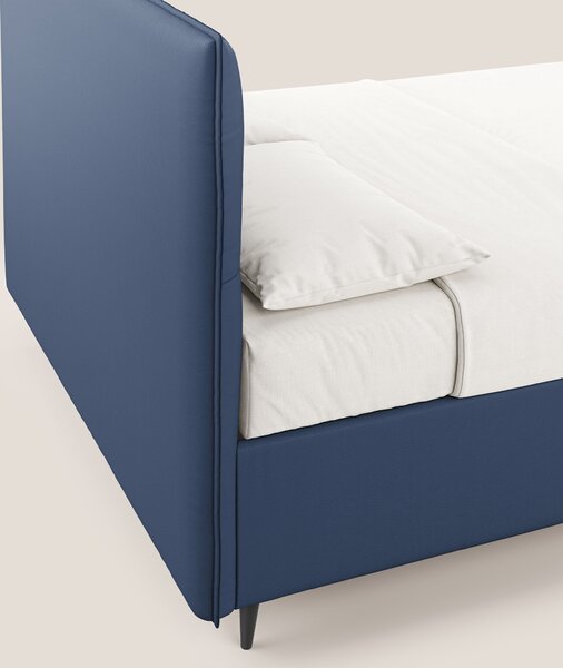 Greta letto contenitore dimensioni SLIM con testata trapuntata in ecop