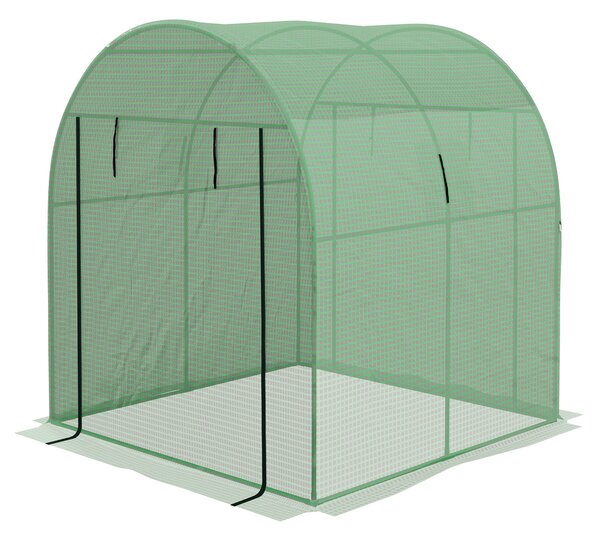 Serra a Tunnel per Orto con Porte Avvolgibili e Finestre 1,8x1,8x2m in Acciaio e PE Anti UV Verde