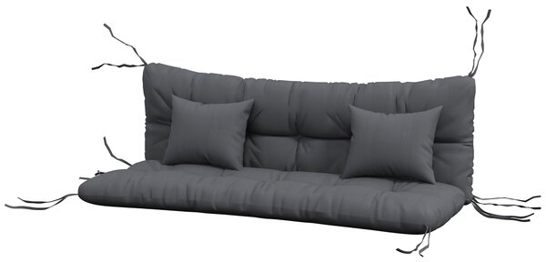 Set 4 Cuscini da Giardino per Schienale e Seduta con Imbottitura in Poliestere Grigio Carbone