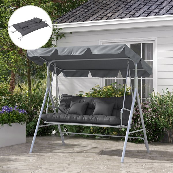 Set 4 Cuscini da Giardino per Schienale e Seduta con Imbottitura in Poliestere Grigio Carbone
