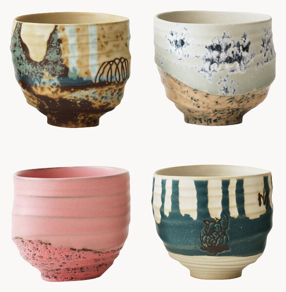 Set di 4 tazze dipinte a mano Artist Ceramics