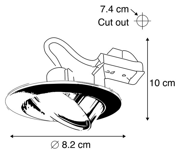 Set di 6 faretti da incasso rotondi inclinabili oro - Edu