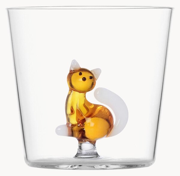 Bicchiere in vetro borosilicato fatto a mano Tabby Cat