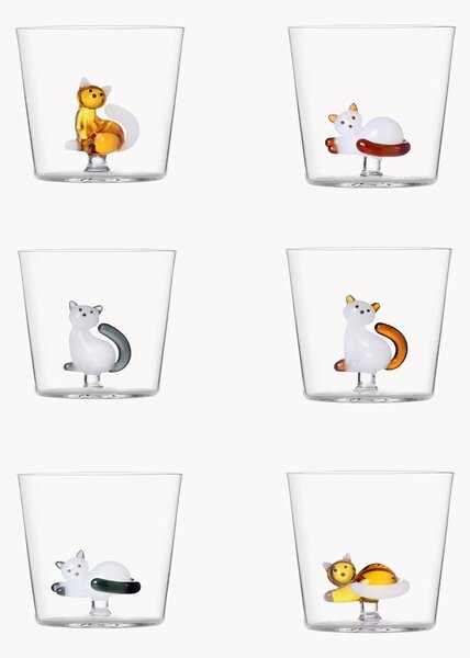 Set di 6 bicchieri fatti a mano in vetro borosilicato Cats