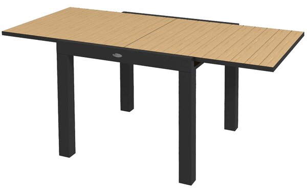 Tavolo da Giardino Allungabile per 4-6 Persone 81/162x80x75 cm in Alluminio con Piano a Doghe Giallo