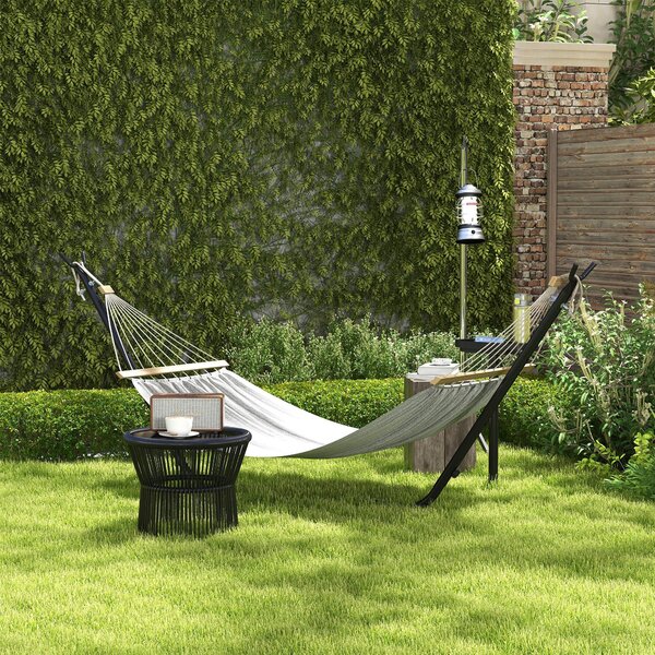 Supporto per Amaca max 150kg con Tavolino Integrato 285x125x110 cm in Acciaio Nero