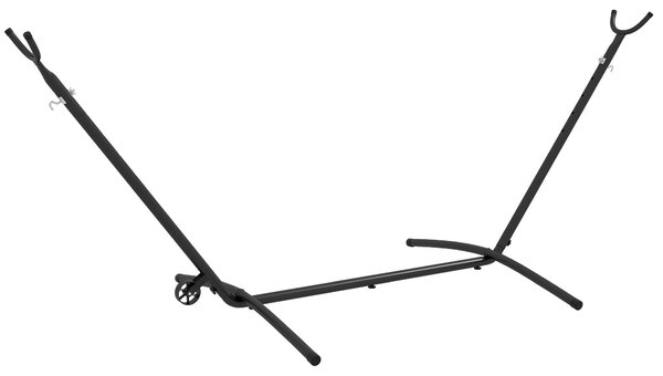 Supporto per Amaca da 330 cm max con 6 Fori e Rotelle 290x120x115 cm in Metallo Nero