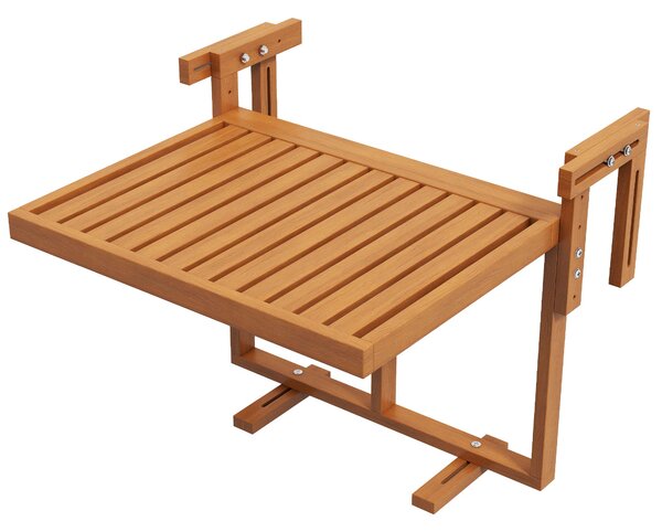 Tavolino da Ringhiera per Balcone Pieghevole e Regolabile 68x65x40,5-55 cm in Legno Colore Teak